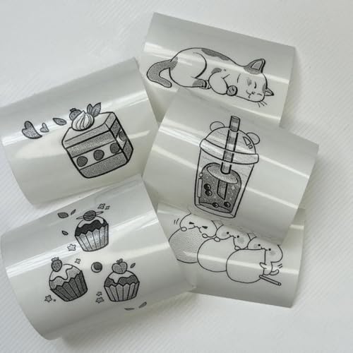 Kit 5 Bobinas Etiqueta Térmica Adesiva 55x25mm 3 Metros Transparente Rolo Para Mini Impressora Portá