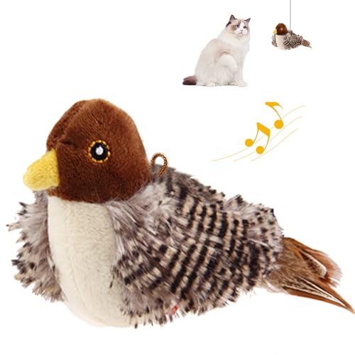 PETGEEK Gigwi Bird Cat Toy Simulated Chirping Bird Cat Toy, Fake Bird Cat Toys for Indoor Cats, Melody Chaser Cat Toys with Hanging Loop for Bored Indoor Adult Cats Kittens Interactive Play (Bird)