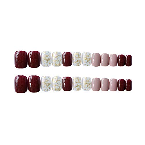 TJJF Falsche Nägel 24Pcs / Set Pre Decoration Gefälschte Nägel Drücken Sie auf Mode Frauen Full Cover Short Size Künstliche Nägel mit Kleber