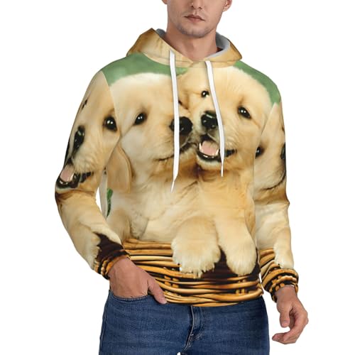 Sweat avec poche kangourou homme imprimé golden retriever contre le froid