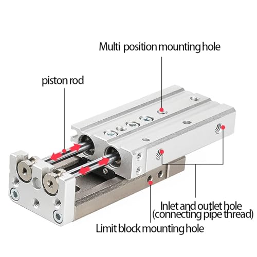 Cylindre pneumatique MXS12-50 table coulissante air comprimé double effet - 7