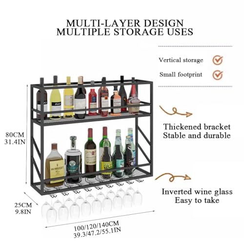 Étagère de bar flottante industrielle pour bouteilles d'alcool