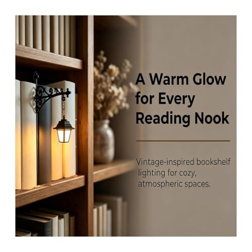 Regalo para amantes de los libros mini lámparas de madera vintage con luz LED cálida 4