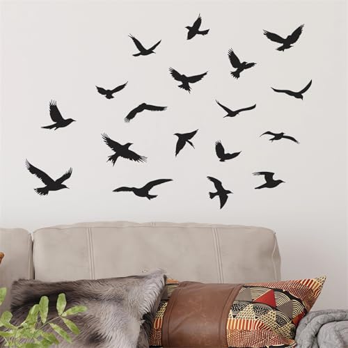Vinilos Decorativos Poner Pared Pájaro Negro 24 Pz miniatura 2