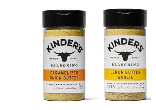 Kinder's Seasoning - 2 bottles (Caramelized Onion Butter 6.2oz & Lemon Butter Garlic 5.6oz)
