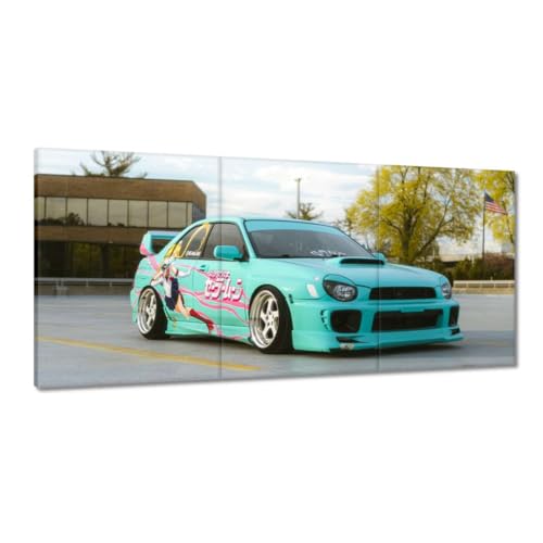 Toile murale turquoise tuned car de 210 x 100 cm pour sublimer un salon de passionné auto