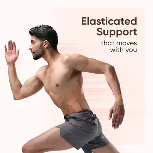 Image of Frido Kinesiology Tape for Sports Injury Pain Relief, Muscle and Joint Support | Waterproof Cotton Elastic Athletic Tape with Stretch Indicators | K Tape For Knee, Ankle, Arm & Shoulder | Skin