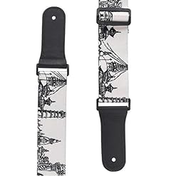 Sangle de guitare en cuir, sangle de guitare réglable motif noir blanc pour basse, guitare folk - Les Beatles, Paul McCartney, John Lennon, RIngo Starr, George Harrison Sangle de guitare en cuir, sangle de guitare réglable motif noir blanc pour basse, guitare folk – Image 6