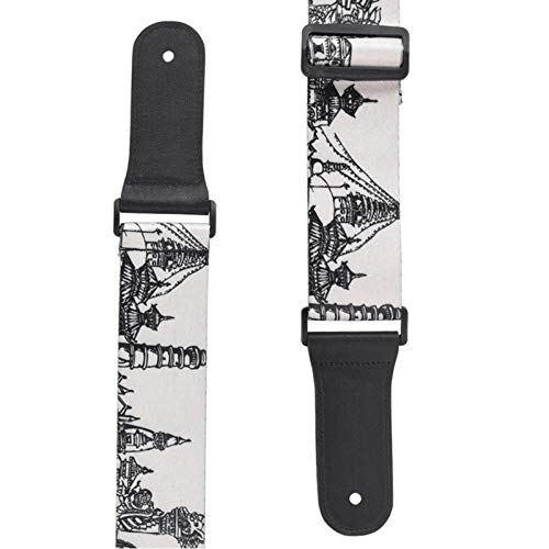 Sangle de guitare en cuir, sangle de guitare réglable motif noir blanc pour basse, guitare folk - Les Beatles, Paul McCartney, John Lennon, RIngo Starr, George Harrison Sangle de guitare en cuir, sangle de guitare réglable motif noir blanc pour basse, guitare folk – Image 7