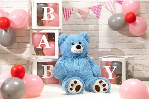 Image of RVA Teddy Bear Stuffed Animals, 3 Feet Big Sky Blue Stuffed Bear Plush Toy with Footprint, Gifts for Kids, Wife, Girlfriends on Christmas Birthday Valentine's Day, 36 inch
