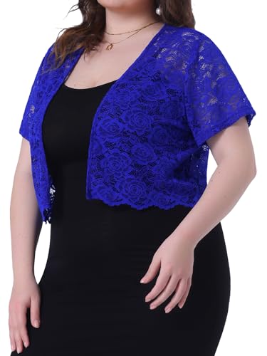 Image of Agnes Orinda Plus Size Bolero Shrugs for Women Lightweight Open Front Short Sleeve Cropped Lace Cardigan