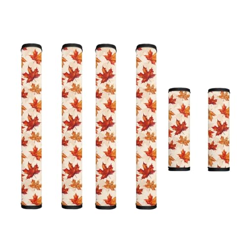 Image of 6 PCS Refrigerator Door Handle Covers Kitchen Appliance Decor Handles Fridge Microwave Decor and Accessories Keep Off Water Stain Dust Fingerprint, Maple Leaf Autumn Beige Decor
