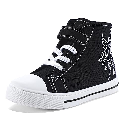 Image of K KomForme Toddler High Top Sneakers Canvas Shoes with Hook and Loops | Lightweight, Breathable