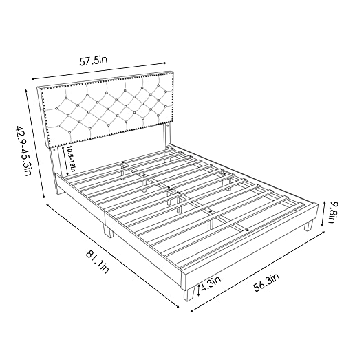 HOSTACK Full Size Bed Frame, Modern Upholstered Platform Bed with