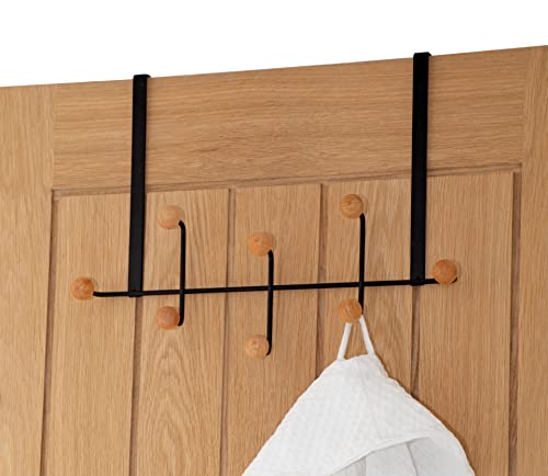 simplywire - Perchero para puerta - 8 ganchos de madera - Negro