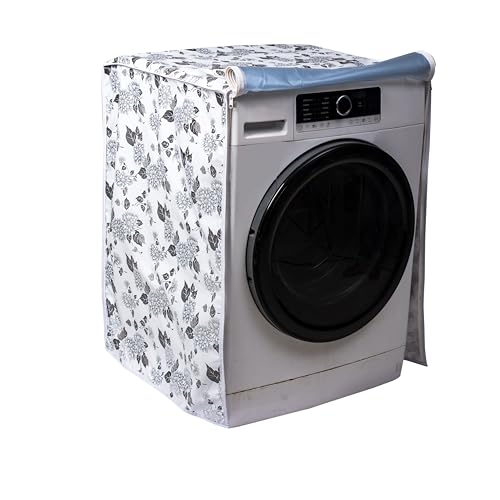Image of Classic Front Load Washing Machine Cover Suitable for Bosch 5.5 Kg & 6 Kg (50cmsX63cmsX81cms, Half White & Grey)