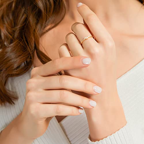 Mameloly 1.5mm 925 Sterling Silver 14K Gold Plated CZ Wedding Bands for Women Dainty Stackable Cubic Zirconia Engagement Rings for Her Size 3-124