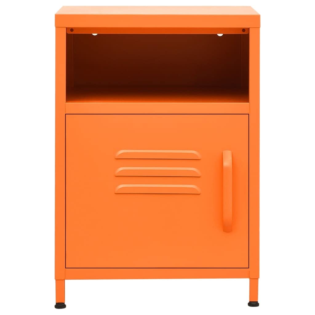 Table de chevet orange en acier 35x35x51cm : petite armoire moderne de rangement de salon et nuit