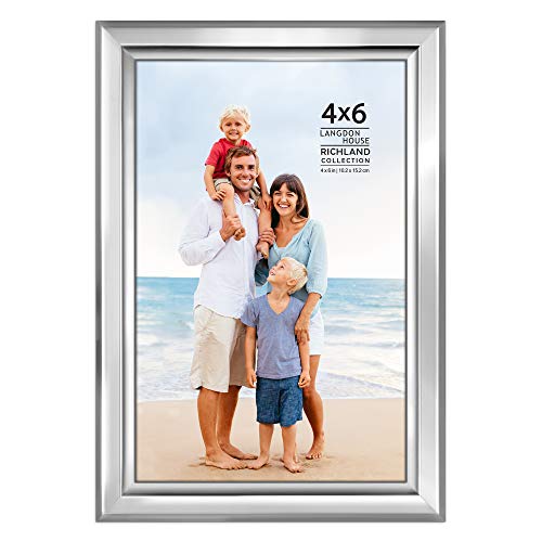Langdon House 4x6 Silver Picture Frame - Distinguished Edging for Classic Style - Richland...