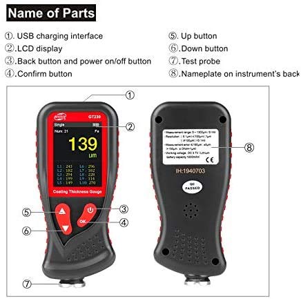 GT230 Thickness Gauges Paint Coating Thickness Gauge Car Film Digital Thickness Gauge Tester Rechargeable Thickness Gauge miniatura 4