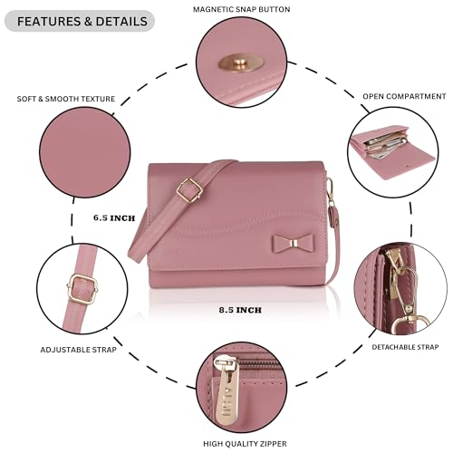 Image of ALSU Women's Sling Bag | Cross body bag| Side bag| Credit car slots| zipper pockets| detachable straps| adjustable straps| daily use| phone pockets