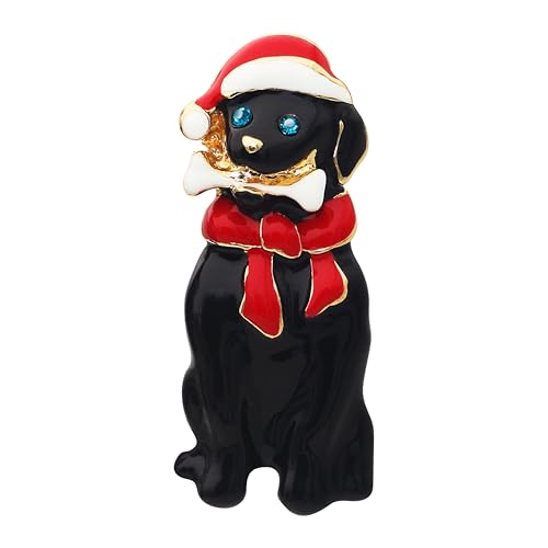 Broche de Noël chat et chiot en cristal : l'excellence de l'émail pour vos sacs en tissu