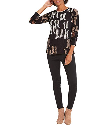 Nic+Zoe Women's These Boots Reversible Sweater, Black Multi, Xl #TOP16