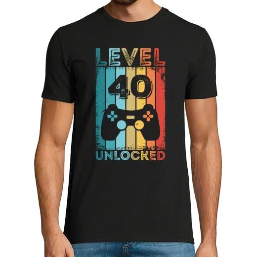 latostadora Camiseta Manga Corta Gaming Level 40 Unlocked 40th Birthday para Hombre - Negro XL - Ref. 3743724-P