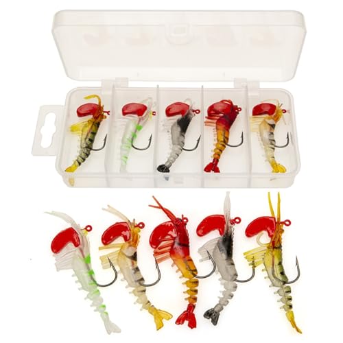 Su pesca natación, cebo de natación para la pesca en el bar | 5x Lat de natación de pesca de bajo preestablecido de camarones | Profesionales principiantes Tackle innovador de pesca para los lagos