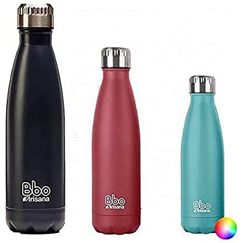 Irisana - Botella de Agua de Acero Inoxidable - 500 ml - Azul - 7 x 7 x 27 cm - Con Funda de Neopreno - Para Bebidas Calientes y Frías - Colección Bbo