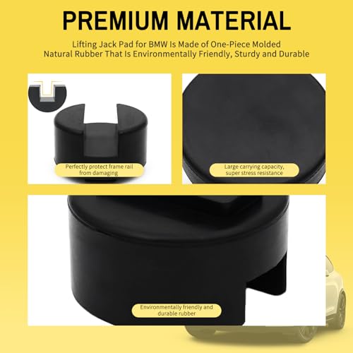 Image of 4 Pack Slotted Pinch Weld Jack Pad for BMW Mini | Shock absorbing rubber frame rail protector, fits all BMW Mini vehicles, compatible with floor jack stands, comes with portab