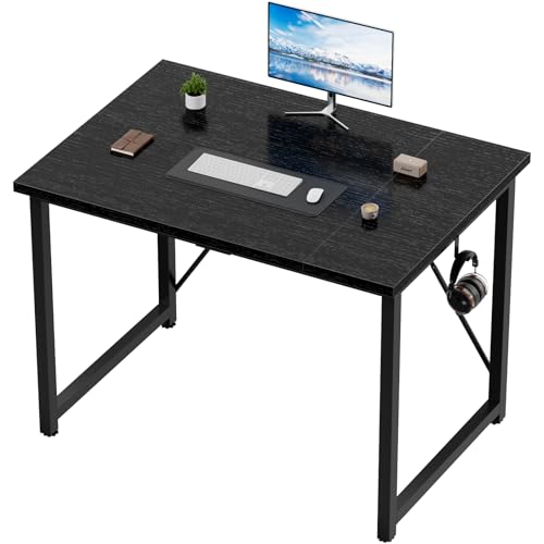 Devoko Klein Computertisch 100x50x75cm，Schreibtisch, Home Office Bürotisch, Laptop-Schreibtisch, Industrie-Design Büro Tisch,Schwarz
