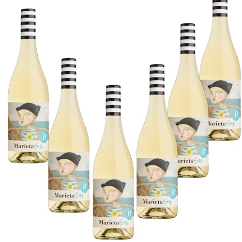 Martín Códax - Pack 6 Vinos Blancos Sin Alcohol Marieta Sin | 6 x 75 cl | 100% Albariño | Aromas cítricos y florales | Vegano | Ahorro y disfrute