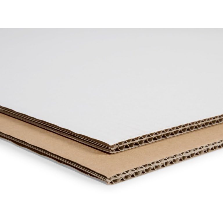 5 Stck Zuschnitte stabile 3mm Doppel Wellpappe mit beidseitig weissem Deckblatt 60x90 cm