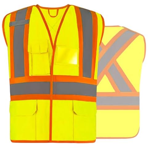 JHPAZUJA High Visibility Breakaway Safety Vest, Type R Class 2 Safety Work Vests for Men with Pockets (Yellow, M) Cover