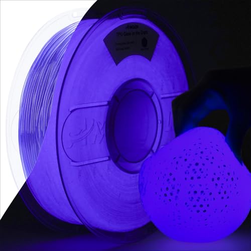 Image of AMOLEN 95A TPU 3D Printer Filament, 1.75mm Glow in The Dark Blue Purple, Soft TPU Flexible 3D Printing Filament, High Hardness & Resilience, Best with UV Lamps, 1kg Spool, Fit Most 3D Printers