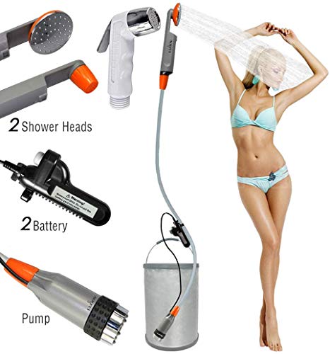 Ducha portátil RGA Update, bomba de mano para camping con batería recargable, impermeable IPX8 para viajes al aire libre, senderismo y lavado de mascotas miniatura 2