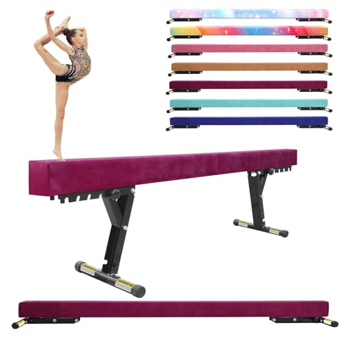 SportBob Schwebebalken Kinder Klappbar 244cm, 5 Höhen Einstellbar, Hohe und Niedrige Ebene, Balken Turnen Balancierbalken für Zuhause Outdoor Indoor Training, Gymnastikbalken Trainingsgeräte mit Bein