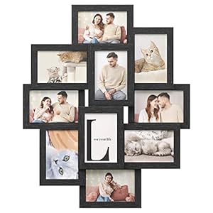 SONGMICS Collage Picture Frames 4×6 Picture Frames Collage for Wall Decor 10 Pack Photo Collage Frame for Gallery Multi Family Picture Frame Set Glass Front Assembly Required Ink Black
