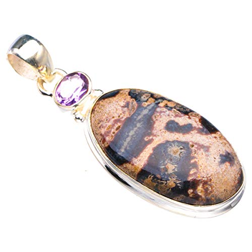 Pendentif améthyste et jaspe StarGems argent 925 véritable anti-allergie fait main