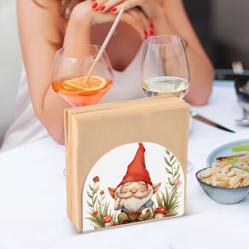 Napkin Holder, Clear Acrylic Paper Napkin Holders Gnome Tissue Box Dispenser Stand Tabletop Space Saver Upright Napkin Towel Holders for Kitchen Restaurant Home Decor