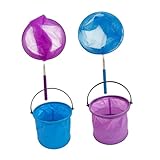TOKIDNY 子供用 伸縮式釣りネットとバケツセット 小型魚網 バタフライネット 多用途デザイン 調節可能なハンドル付き 自然探索 ビーチ遊び用 幼児向けアクティビティ 1set