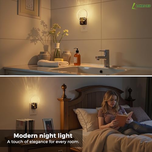 Image of L LOHAS LED Night Lights Plug into Wall, Dusk to Dawn Sensor, 3000K Soft White LED, 180 Rotating Acrylic Bubble Nightlight, 0-100lm Adjustable Brightness, for Bedroom, Bathroom, Hallway