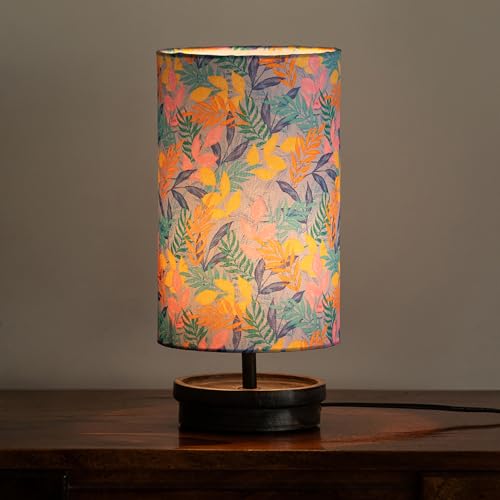 Image of ExclusiveLane 'Frond' Mango Wooden Table Lamp for Bedroom Living Room Home Decoration & Bedside Lamp Bed Lamps for Side Table Side Lamp for Bed Room (33.8 Cm, Without Bulb, Handcrafted)
