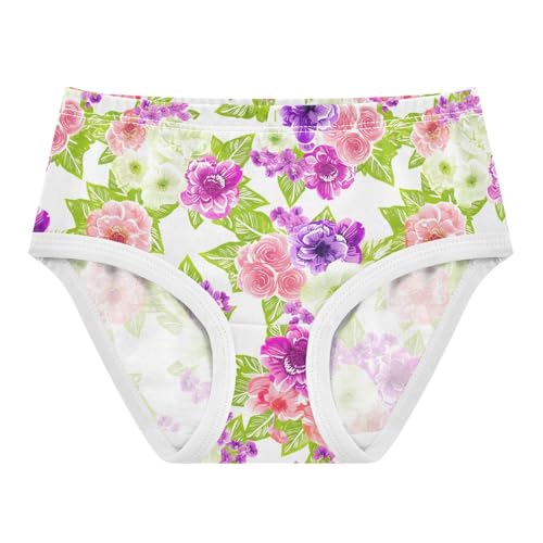 Joisal Cotton Girls Underwear Toddler Pink Purple Floral White Cute Panties Girl Florals Kids Undies Briefs 2t