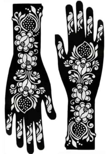 Image of Mehndi Tattoo Stencils for Hands | Reusable Henna Stencil Stickers for Women & Girls | Easy-Use Arabic & Floral Mehndi Design Templates | Temporary Tattoo Stencils for Festivals, Bridal, Karwa Chauth & Eid (5)