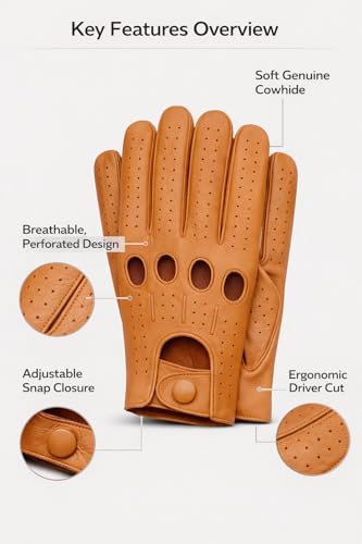 Riparo Men’s Perforated Leather Driving Gloves