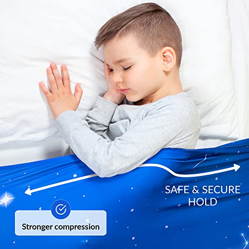 Sensory Compression Blanket | Spandex Bed Sheet for Kids & Adults | Deep Relaxing Feeling, Release Oxytocin | Helps With: SPD, Anxiety, ADHD, Autism | Star Theme | Breathable & Stretchable | Twin