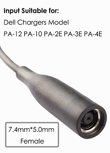 Tip Adapter Converter Cable 7.4 to 4.5mm for Dell Laptop Power Supply 30w 40w 45w 65w 90w 120w 135w D5g6m 0d5g6m M3800 XPS 12 13 9350 3960 15 5930 5950 Inspiron 11 13 14 15 17 3000 5000 7000 [2Pack]