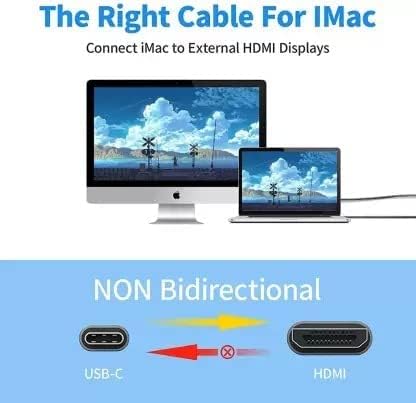 Image of Usb C To Hdmi Cable Adapter,Hdmi To Usb Type C Cable 6.6 Ft 4K Display & Charging For Macbook Pro /Ipad Pro /Chrombook /Laptop /Phones To Tv /Monitor /Projector (Type C to HDMI Cable Adapter)